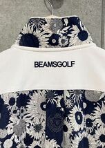 大人気！ BEAMS GOLF × LIBERTY 2021年モデル ビームス ゴルフ 半袖ポロシャツ 花柄 白 ネイビー M レディース ゆうパケ可 ○ 新規×_画像3