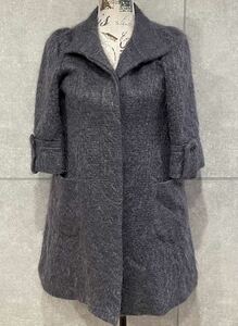  fine quality high class! made in Japan FLORENT Florent moheya. puff sleeve stand-up collar coat gray F free size lady's new ×