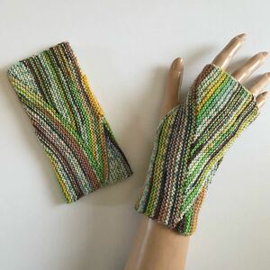 手編み ハンドメイド ハンドウォーマー カバー 指なし手袋 D