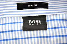 Y-6742★送料無料★美品★HUGO BOSS ヒューゴボス SLIM FIT 10187930★正規品 メンズ男 ブルー青色 ストライプ 長袖 ドレス シャツ Ｌ_画像4