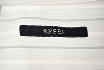 Y-6761★送料無料★美品★GUCCI グッチ★正規品 メンズ男性 イタリア製 ホワイト グレー ストライプ 長袖 ドレスシャツ 42-16 1/2_画像5