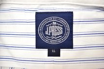 Y-6846★送料無料★超美品★J.PRESS J.プレス PREMIUMPLEATS オンワード樫山★日本製 ブルー ストライプ 長袖 B/D ドレスシャツ LL_画像4