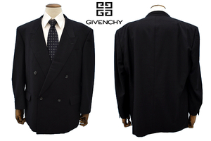 L-2130★送料無料★美品★GIVENCHY ジバンシイ 松坂屋★通年 背抜き ブラック黒 ダブル テーラードジャケット ブレザー Ｃ102 W96 Ｔ175