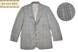L-2176* free shipping *Burberrys Burberry * through year linen wool unlined in the back herringbone gray check tailored jacket blaser A4 S