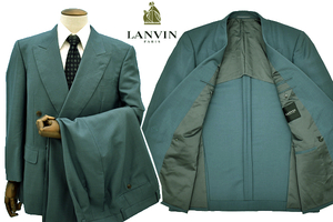 U-361★送料無料★LANVIN COLLECTION ランバン コレクション★通年 グリーン系 ジャケット パンツ セットアップ ダブル スーツ Ｒ48-45-85