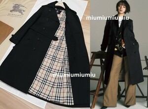 最終お値下げです●本物上質●　バーバリーロンドン BURBERRY LONDON ノバチェック トレンチコート　黒色　ベルト付き　ライナー付き　XS S