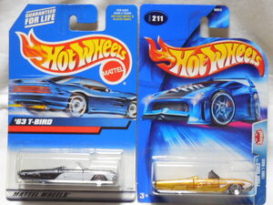 HOT WHEELS / 63 フォード T-バード (2000 #130/黒)+(2004 #211/金) 開封用２台セット