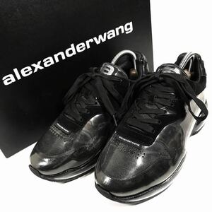 【アレキサンダーワン】本物 alexanderwang 靴 25cm AWNYC Stadium スニーカー カジュアルシューズ レザー×スエード×PVC レディース 38