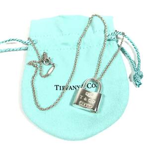 【ティファニー】本物 TIFFANY&Co. ネックレス 1837 パドロック 南京錠 シルバー925 全長45cm トップ幅1.5cm レディース 保存袋 送料370円