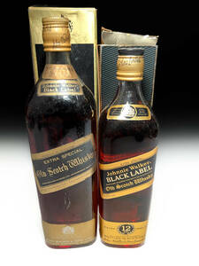 [即決]■1140ml 750ml 古い時代物ジョニーウォーカー Johnnie Walker Black Label Scotch Whisky Blended 古酒旧酒従価特級オールドボトル