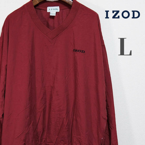 IZOD アイゾッド Vネック プルオーバー ナイロンジャケット 台湾製 ビンテージ L レッド