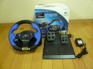 Logicool/ロジクール GT FORCE LPRC-10000 ハンドルコントローラー PS2対応 グランツーリスモ3 ★通電OK★動作未確認　D11064