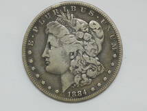 9A 1884年 硬貨 古銭 銀貨 USA アメリカ AMERICA モルガンダラー 1ドル銀貨 ジョージ・T・モルガン 約26.3g ONE DOLLAR_画像1