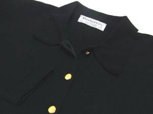 即決超美品!百貨店購入BURBERRY高品質カーディガン金ボタン黒系【英国製】オールドバーバリー80'sカーディガン☆VINTAGE古着レトロ肩パッド