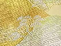 ys6789110; 遠山に松・楓模様織り出し袋帯（材料）【アンティーク】【着】_画像4