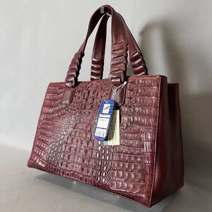 ★１円スタート★新品未使用 カイマン クロコダイル crocodile ワニ革 鰐革 ハンドバッグ ボルドー エキゾチックレザー 923.