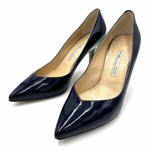 B ＊ 良品 イタリア製 '高級感溢れる' PELLICO ペリーコ 本革 ヒール / パンプス EU37.5 23.5~24cm レディース 婦人靴 シューズ NAVY