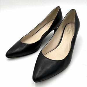 R ＊ 極上LEATHER使用 '洗練されたシルエット' COLE HAAN コールハーン 本革 ヒール パンプス / ビジネスシューズ 6B 23cm レディース 黒