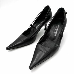 R ＊ イタリア製 '高級感溢れる' BRUNOMAGLI ブルーノマリ 本革 ヒール / パンプス EU37 23.5cm レディース 婦人靴 シューズ BLACK