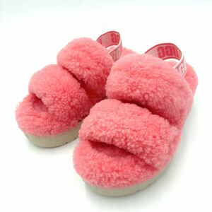 R ＊ 美品 '完売 人気モデル' UGG アグ OH FLUFFITA オー フラッフィータ ボア サンダル 22cm レディース シューズ 1120876 ピンク