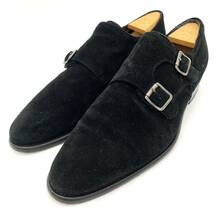 E☆良品/ ダブルモンクストラップ 'イタリア製' LAVORATE A MANO ラボレートアマーノ製法 スエードレザー ビジネスシューズ 革靴 40 紳士靴_画像1