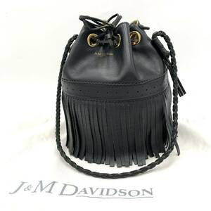 ☆美品/ 至高の一品 '定価125.000円' J&M DAVIDSON J&Mデヴィッドソン フリンジ カーニバル M レザー 巾着 ショルダーバッグ 高級婦人鞄