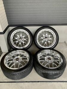 【美品】 BBS RS-GT 18インチ 8J+40 9J+45 PCD114.3 ポテンザRE007A 5穴 225/45R18 245/40R18 クラウン GS IS FD2 シビック ガリキズ無