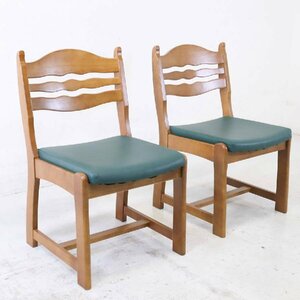 カリモク ダイニングチェア 2脚セット 食卓椅子 木製 合成皮革 グリーン カントリー調 karimoku CR0195GEC★712h22
