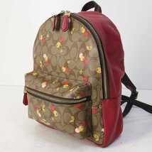 美品！COACH コーチ シグネチャー×チェリー柄 レッド リュック PVCレザー★725v17_画像3