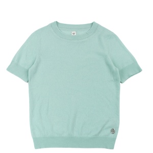 beautiful goods Hermes H lift cashmere Short sleeve knitted lady's mint 38 sweater plate 20 year made HERMES