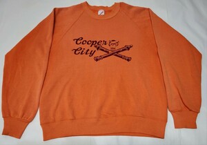 80s～ USA製 JERZEES “COOPER CITY” プリント スウェット オレンジ L 80年代 90年代 アメリカ製 ビンテージ スエット ラッセル