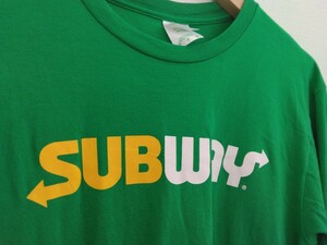 SUBWAY ロンt　緑　Mサイズ　サンドイッチ企業モノビンテージ　ヴィンテージ　レアカラー　サブウェイ　パン　古着　オールド