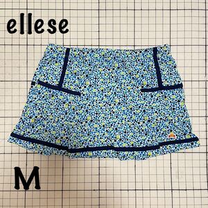 エレッセ【ellesse】テニススコート スカート ウエア EW24151P ポリエステル100% Mサイズ 水玉 スクエア ネイビー.ブルー系/紺青黄白 刺繍