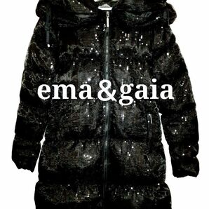 近日削除します♪新品希少☆ ema＆gaia イタリア 豪華 スパンコール☆ビジュー ダウンジャケットコート 44 入手困難