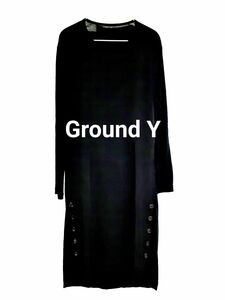 近日削除します♪希少限定☆GroundY グラウンドワイ ヨウジヤマモト ボタン サイドスリット ブラック ワンピース 入手困難