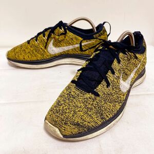 和110★ NIKE FLYKNIT LUNAR 1 ナイキ フライニット ルナ スニーカー シューズ 25.5 レディース イエロー ネイビー