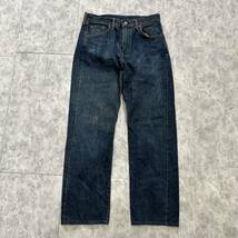 WW@ 日本製 '希少 90's ビンテージ'『LEVI'S リーバイス』502 ビッグE 両面タブ 均等V デニムパンツ / ジーンズ W34 L36 復刻 ボタン裏 J22_画像2