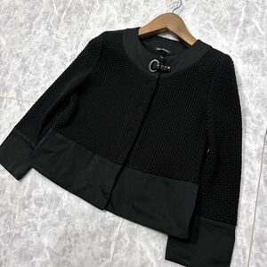 YY ＊ 着心地抜群 '高級感溢れる' PENNYBLACK ペニーブラック WOOL混 ニット 異素材切り替え ノーカラー ジャケット sizeL レディース