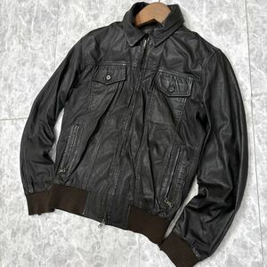 N ＊ 良品 極上LEATHER使用 '漢の逸品' Lot 78 ロットセブンティーエイト 本革 牛革 レザー ジャケット size44 メンズ アウター BLACK