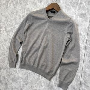 C ＊ 良品 イタリア製 '高級感溢れる' ZANONE ザノーネ 長袖 WOOL ニット Vネック セーター size44 メンズ 紳士服 トップス GRAY