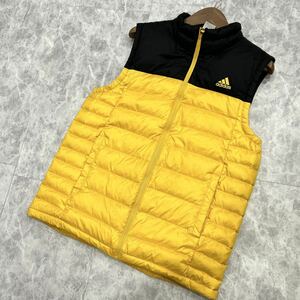 K @ 13年製 '極上DOWN90%' 保温性抜群 『adidas アディダス』BASIC GOOSE ダウンベスト 大きいサイズ XO メンズ 上着 アウター 黄黒 F41718