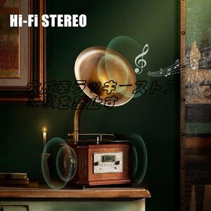  natural tree material gramophone original copper horn handicraft multi record player stylish Classic antique Vintage gift present z2524