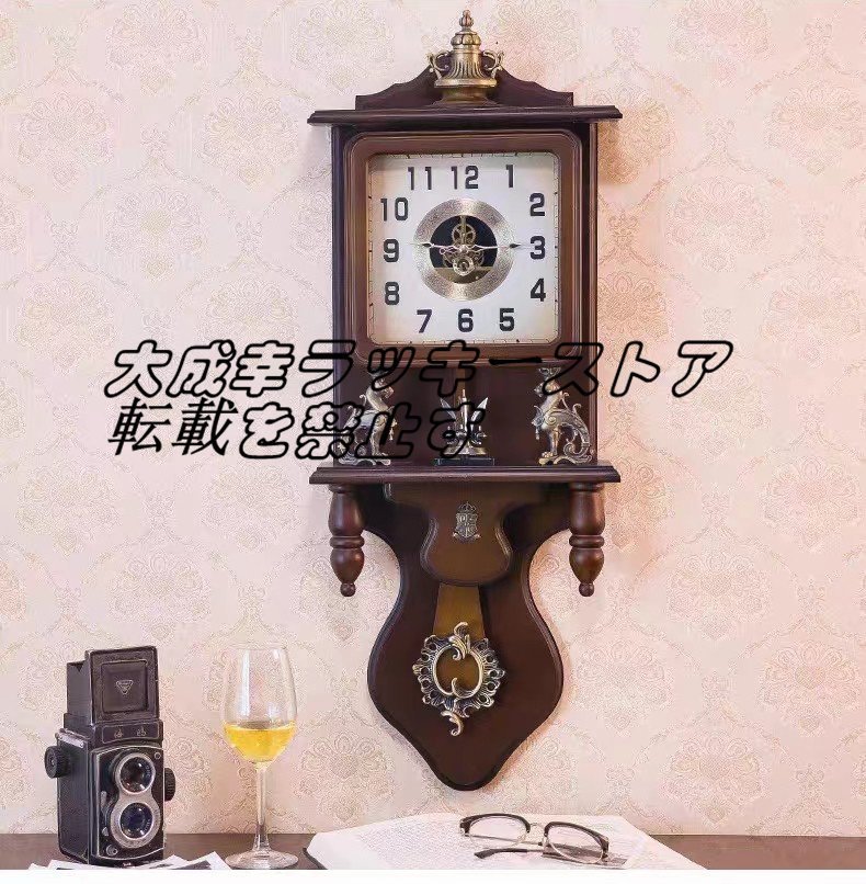 伝統なスタイル アンティーク調 柱時計 振り子時計 掛け時計 壁掛け 木 ほとんど音がしない 静か 独特の歯車デザイン ハンドメイド z2036, 置時計, 掛時計, 掛時計, 柱時計, アナログ