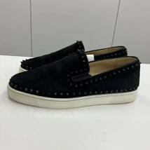 1円スタート Christian Louboutin PIK BOAT FLAT VEAU EUサイズ42 日本サイズ26.5cm ブラック スエード _画像4