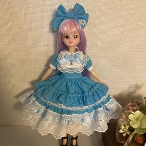 No.4 リカちゃん ロリータワンピース&ヘッドドレス ハンドメイド