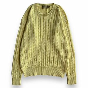  made in Japan Paul Stuart paul (pole) Stuart cable braided cotton crew neck knitted sweater tops cut and sewn M light yellow 