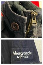 ★Abercrombie&Fitch★ミリタリージャケット★フード★袖ロゴ★刺繍ロゴ★フルジップ★裏地チェック柄★ネイビー★紺★Sサイズ★_画像8