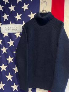 ★BARNEYS NEWYORK★バーニーズニューヨーク★ウール★タートルネック★ニット★セーター★無地★シンプル★ネイビー★紺★Mサイズ★