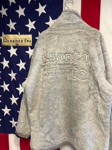 ★santa fe★サンタフェ★日本製★ボア★フリースジャケット★フルジップ★バックロゴ★刺繍ロゴ★グレー★50サイズ★LLサイズ相当★