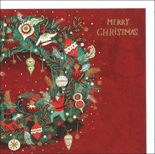 クリスマス グリーティングカード イギリス 製 リース ポストカード 絵はがき クリスマスリース 雑貨 小物 パタミン, 印刷物, 絵はがき, ポストカード, その他